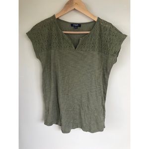 Women’s medium green V - neck top by Chaps